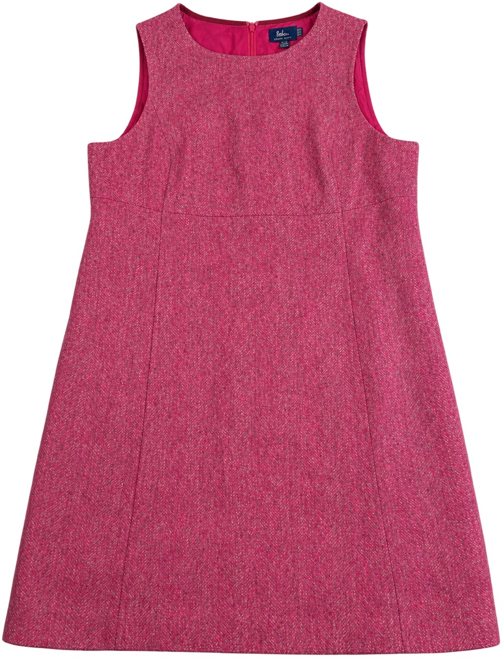 Boden British Tweed Pink 100% Wool Shift Dress US 16 Made in Romania